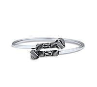 Bling Jewelry Western Style Stackable Bypass Cuff Knotted Ball West Indian Bangle Bracelet For Women Teen Oxidized .925 Sterling Silver