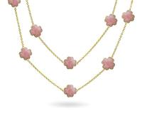Bling Jewelry White Flower Long Silver Plated Pearlized Enamel Station Chain Wrap Layer Clover Necklace For Women 40 Inch