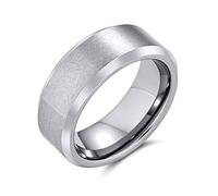 Bling Jewelry Wide Polished Beveled Edge Brushed Matte Couples Silver-Tone Titanium Wedding Band Ring For Men Comfort Fit 8MM