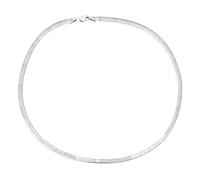 Bling Jewelry Womens 16 Inch .925 Sterling Silver Slender 3.5 mm Flat Omega Snake Flexible Herringbone Choker Collar Necklace Made in Italy