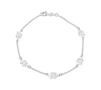 Bling Jewelry ZOO Animal Lucky Slender 5 Station Multi Charm Linked Elephants Anklet Foot Ankle Bracelet For Women .925 Sterling Silver 9 Inch