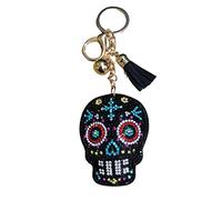 Bling Keychains for Women and Girls, Rhinestone Purse Charms for Handbags, Crystal Bag Charms, Gift for Women, Thank You Gift, Black Sugar Skull (Gold), One Size