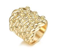 Bling King London Chunky Keeper Ring, Gold, PVD Plated, XXL Bold, Bling Style