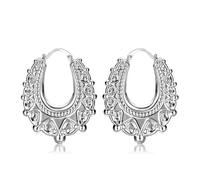 Bling King London Silver Gypsy Creole Hoop Earrings, 25mm-48mm Long