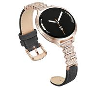 Bling Leather Band Compatible for Samsung Galaxy Watch 8 40mm/44mm, Diamond Replacement Strap for Galaxy Watch 8 Classic 46mm 2025 Women, Black/Rose Gold