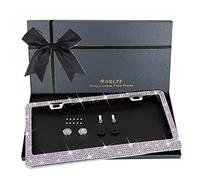 Bling License Plate Frame for Women, 1PCS Sparkly Stainless Steel License Plate Frames| Over 1200 pcs 14 Facets Bedazzled Clear Glass Diamond Rhinestone Crystals w/Free Glitter Diamond Box(Colorful)