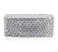 Bling Makeup Brush Holder with 3 Compartments Acrylic Rectangular | White Desk Storage for Office or Bedroom, Chic Organizer for Teen and Women, Eye Catching Style
