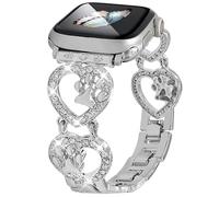 Bling Metal Band Compatible with Apple Watch Bands 42mm 44 45 46 49mm Women,Love Heart Shape Bracelet Dog Paw Wristband for iWatch Series 10 9 8 7 6 5 4 3 2 Ultra 2 SE (Silver,49mm)
