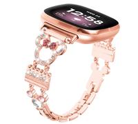 Bling Metal Bands Compatible with Fitbit Versa 4/Versa 3/Fitbit Sense 2/Sense Band Women, Cute Cartoon Slim Diamond Jewelry Adjustable Fashion Bracelet Dressy for Fitbit Versa 4 3 Smartwatch Strap