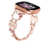 Bling Metal Bands Compatible with Fitbit Versa 4/Versa 3/Fitbit Sense 2/Sense Band Women, Cute Cartoon Slim Diamond Jewelry Adjustable Fashion Bracelet Dressy for Fitbit Versa 4 3 Smartwatch Strap
