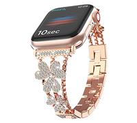 Bling Metal Bands for Apple Watch 41mm/38mm/40mmm/42mm/44mm/45mm/46mm/49mm, Women Luxury Diamond Crystal Stainless Replacement Strap for iWatch Band Series 10 9 8 7 6 5 4 3 2 1 SE Ultra