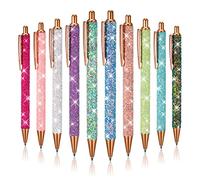 Bling Metal Pens, 10Pcs Bling Metal Ballpoint Pens, 1.0 mm Click Retractable Ballpoint Pens, Black Ink Retractable Pen for Men, Women, Students