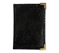 Bling Passport Holder, Diamond Passport Cover, Travel Documents Organizer Protector, Rhinestone Wallet, Luggage Tag, Vacation Essential Accessory, Gift for Women and Men, Black/Gold Edge, Luxury