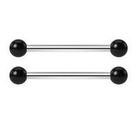 Bling Piercing 2pc 1.2mm 16g Barbell Cartilage Earring Stud Vertical Anti Tragus Triple Forward Helix Bar 316L Surgical Steel Lobe 3mm Ball Black - 14mm