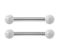 Bling Piercing 2pc 1.2mm 16g Barbell Cartilage Earring Stud Vertical Anti Tragus Triple Forward Helix Bar 316L Surgical Steel Lobe 3mm Ball White - 10mm