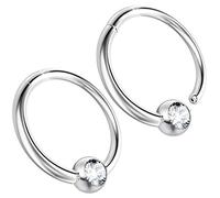 Bling Piercing 2pc 1.2mm 16g Hinged Captive Bead Ring Clicker Helix Earring Nose Hoop Cartilage Tragus Lip Septum Rook Forward Eyebrow 10mm Cubic Zirconia CZ
