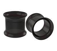 Bling Piercing 2pc 12mm Black Acrylic Flash Tunnel Gauge Earrings Double Flared Plugs Internally Threaded Screw