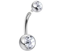 Bling Piercing 2pc 14g 1.6mm Crystal Banana Belly Button Ring Navel Bar Internally Threaded CZ Gem Internal Thread