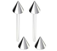 Bling Piercing 2pc 16mm 1.6mm Flexible Tongue Bar Rings Bioflex 14mm 9/16 Bioplast Barbell Ring Steel Anodized Spike