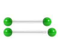 Bling Piercing 2pc 16mm 1.6mm Flexible Tongue Bar Rings Bioflex 16mm 5/8 Bioplast Barbell Ring Green Colourful Ball