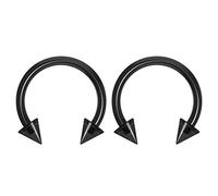 Bling Piercing 2pc 16mm Dental-Grade Clear Acrylic Black Horseshoe Bar Hoop 4mm Spike Circular Barbells Earrings Cartilage Helix Septum Nose Lip Rings - 10mm