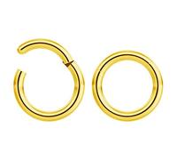 Bling Piercing 2pc 16mm Hinged Clicker Captive Bead Ring Gold 8mm Helix Earring Nose Hoop Rook Cartilage Tragus Lip Septum Forward Eyebrow Ear Lobe Nostril Rings Seamless Surgical Steel