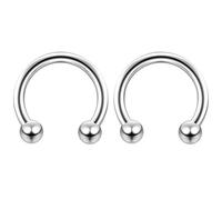 Bling Piercing 2pc 16mm Surgical Stainless Steel Horseshoe Bar Hoop 3mm Ball Circular Barbells Earrings Cartilage Helix Septum Nose Lip Rings - 8mm