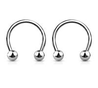 Bling Piercing 2pc 16mm Surgical Stainless Steel Horseshoe Bar Hoop 4mm Ball Circular Barbells Earrings Cartilage Helix Septum Nose Lip Rings - 10mm