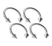 Bling Piercing 2pc 1mm 18g Surgical Stainless Steel Horseshoe Bar Hoop 3mm Spike Circular Barbells Earrings Cartilage Helix Septum Nose Lip Rings - 6mm