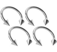 Bling Piercing 2pc 1mm 18g Surgical Stainless Steel Horseshoe Bar Hoop 3mm Spike Circular Barbells Earrings Cartilage Helix Septum Nose Lip Rings - 8mm