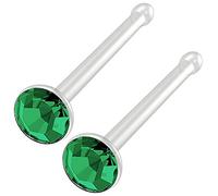 Bling Piercing 2pc 20g 0.8mm Bioflex Nose Bar Bone Bioplast CZ Aqua 1mm Micro Flat Flexible Bendable Straight Nostril Bar