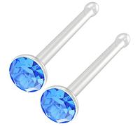 Bling Piercing 2pc 20g Bioflex Nose Bone Bioplast 1mm Micro Flat Flexible Bendable Straight Nostril Light Sapphire