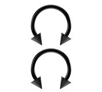 Bling Piercing 2pc Black Horseshoe Bar Earrings 18g 1mm Circular Cartilage Barbell Rings Anodized Lip Hoop 8mm Spike