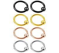 Bling Piercing 4pc 16g 1.2mm Captive Bead Ring Hoop Septum Bar Cartilage Bar Nose Bar Lip Eyebrow Tragus Helix Rook Snake Bites 8mm