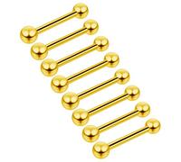 Bling Piercing 8pc Lot 16g 1.2mm Barbell Earrings Cartilage Bar Anti Tragus Forward Helix Eyebrow Gold Anodized Balls 10mm