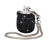 Bling Pill Organizer Travel Small Pill Case Keychain Waterproof Pill Box for Purse Portable Medicine Bottle Holder with Key Chain for Vitamin Supplement(Black)