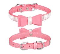 Bling Rhinestone Bow Collar with Microfiber Metal Buckle for Small Medium Large Dogs and Cats Durable Design for Outdoor Adventures (A, M)