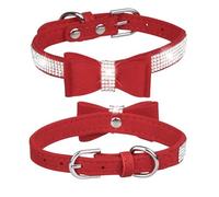 Bling Rhinestone Bow Collar with Microfiber Metal Buckle for Small Medium Large Dogs and Cats Durable Design for Outdoor Adventures (C, M)