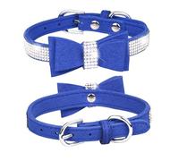 Bling Rhinestone Bow Collar with Microfiber Metal Buckle for Small Medium Large Dogs and Cats Durable Design for Outdoor Adventures (B, M)