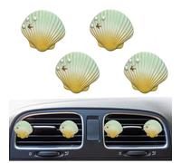 Bling Sea Shells Air Vent Clips - Starfish & Seashells Car Air Freshener Diffuser - Beach Theme Car Interior Decor (4Pcs Yellow Shell)