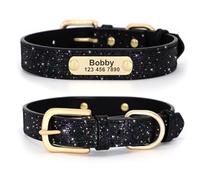 Bling Sequins Custom Anti-lost Cat And Dog Identity Collar With ID Tag For Shiba Inu Pug Chihuahua Poodle,Black,XS