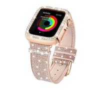 Bling Silicone Bands Compatible For Apple Watch Band 38mm 40mm 41mm 42mm 44mm 45mm 46mm With Diamond Case, Soft Silicone Strap Color Changes with Angle For iWatch Series 10 9 8 7 6 5 4 3 2 1 SE (Rose