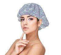 Bling Silver Printed Glitter,Adjustable Silk Hair Wrap Adult's Satin Sleeping Cap Hair Women's Elastic Sleep Bonnet