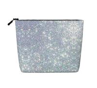 Bling Silver Printed Glitter, Daily Use Makeup Cosmetic Bag Imitation Linen Makeup Bag Portable Travel Toiletry Bag