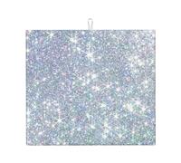 Bling Silver Printed Glitter, Dish Drying Mats, Absorbent Dish Drainer Mat for Kitchen Counter Sink Mat Drying Pad 41X46 cm
