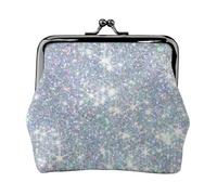 Bling Silver Printed Glitter, PU Leather Coin Purse, Small Wallets, Change Pouch with Kiss Lock Clasp Buckle, Change Purse