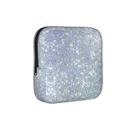 Bling Silver Printed Glitter, Sanitary Pad Storage Bag, Pad Holder Bag with Zipper, Change Purse