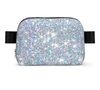 Bling Silver Printed Glitter, Square Waist Bag Travel Bum Bag Casual Chest Bag Fanny Pack for Men Women