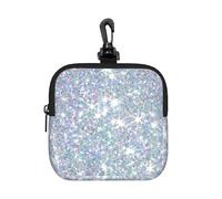 Bling Silver Printed Glitter, Square Zipper Storage Bag, Neoprene Coin Purse, Small Wallets, Change Pouch, Change Purse