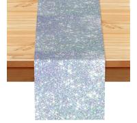 Bling Silver Printed Glitter, Table Runner, Imitation Linen Table Runner For Home Party Dining Room 33x183 cm